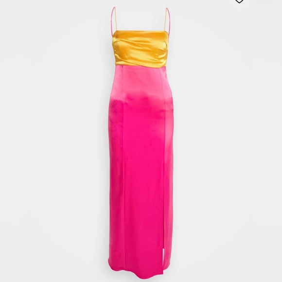 Alice & Olivia - Lilly’s Slit Midi Dress in Orange and Candy - US 4 - Picture 1 of 10
